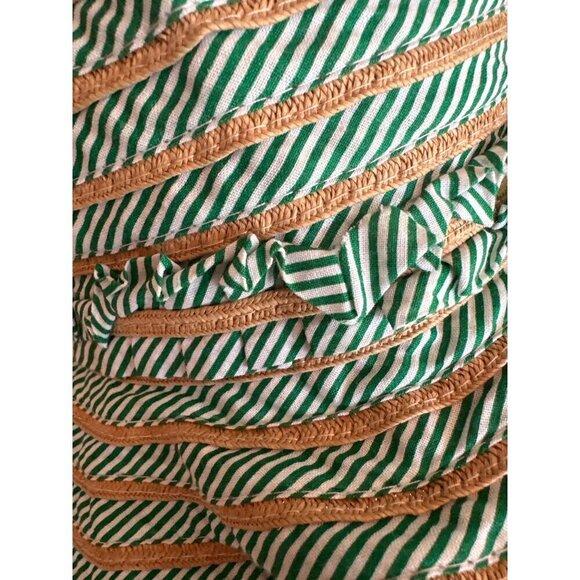 Cynthia Rowley Green & Beige Striped Sun Hat O/S 60% Polyester 40% Paper - Picture 3 of 6